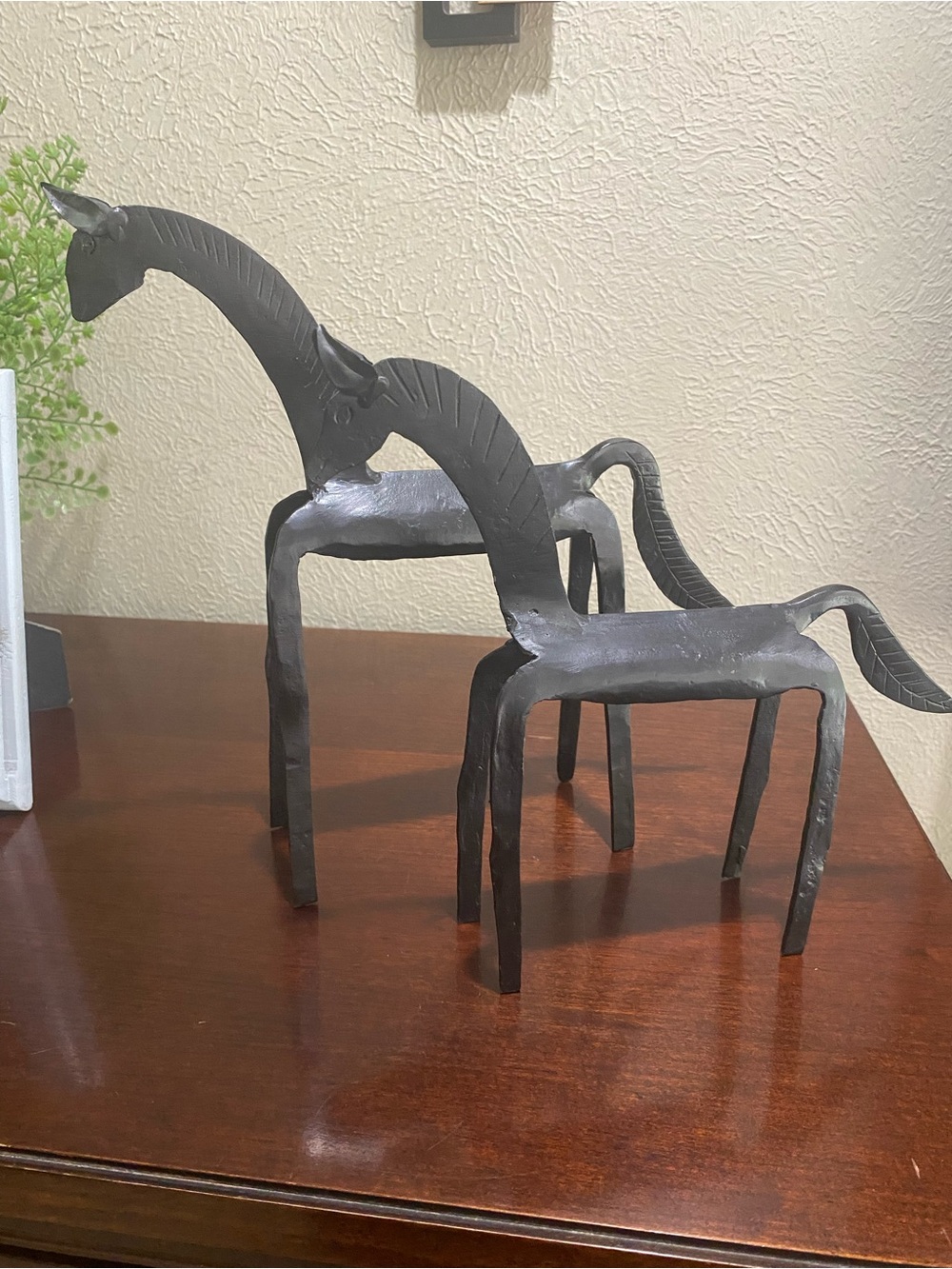 Set of 2, Primitive Iron Horse Sculptures